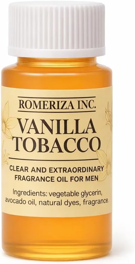 Vanilla Tobacco Clear and Extordnary Fragrance Oil, Scented of Elegance for Men ROMERIZA INC.